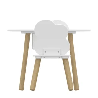 AIYAPLAY Ensemble 1 table ronde, 2 chaises pour enfant 3 pièces, dossier en forme d'ours, activités, bricolage, repas, 3-6 ans(m-10)
