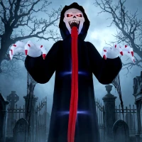 Outsunny Opblaasbaar Halloween-skelet 310 cm met geïntegreerde ledverlichting, griezeldecoratie voor binnen en buiten(m-6)