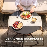 Outsunny Beistelltisch Garten Ø60 x 71 cm wetterfester Gartentisch mit Fußpolster, Rund Stahl 30kg belastbar(m-4)