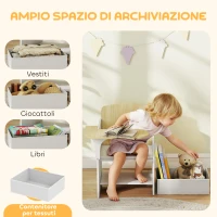 AIYAPLAY Set Tavolo e Sedia per Bambini 3-5 Anni in Legno MDF con Motivi a Cuore, Contenitore Integrato, Bianco(m-5)