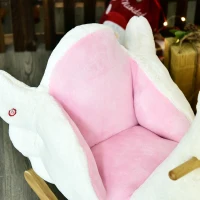 HOMCOM Kids Rocking Horse Plush Ride On Swan Toy w/ Safety Seat for Toddler 18 Months +, White and Pink(m-10)