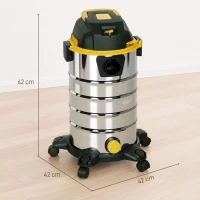 HOMCOM 1400W Vacuum Cleaner, 3-in-1 Wet and Dry Vacuum Cleaner with Blowing Mode and 30L Stainless Steel Tank, Yellow(m-3)