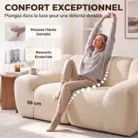 HOMCOM Canapé 2 Places en Chenille, Canapé de Salon 174cm, Assise et Accoudoirs Larges Rembourrés, Entièrement Compressé, Beige(m-4)