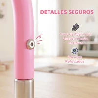 HOMCOM Barra de Gimnasia para Niños con Altura Ajustable en 5 Niveles y Anillos Entrenamiento de Gimnasia Plegable en Casa Rosa(m-8)