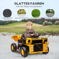 AIYAPLAY Elektrische Kiepwagen, 3-6 km/u, Speelgoedauto, Kantelbare Laadbak, Licht & Muziek, voor 3-5 Jaar(m-5)