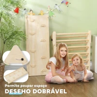 AIYAPLAY Triângulo de Escalada de Madeira 2 em 1 Escalada para Crianças de 18-48 Meses com Rampa para Deslizar ou Escalar 147x64,5x63 cm  Madeira(m-7)