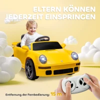 AIYAPLAY Kinder-Elektroauto, 12V Kinderauto mit Fernbedienung, sanfter Start, MP3-Player, LED-Lichter, Hupe, Energieanzeige, Gelb(m-7)