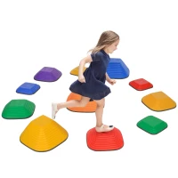 AIYAPLAY Balans-Rivierstenen voor Kinderen, 11 Delen, Antislip, Obstakelstenen voor Motorische Ontwikkeling, Kunststof, Bont(m-11)