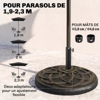 Outsunny Pied de Parasol Base de lestage de Parasol Rond résine Imitation Fonte Motif Rosace diamètre 54,5 cm Poids Net 19 Kg(m-4)