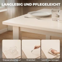 HOMCOM Eettafel voor 8 personen, moderne keukentafel met massiefhouten poten, 180 cm, crème(m-6)