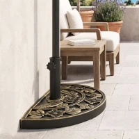 Outsunny Pied de parasol base de lestage parasol demi-cercle poids net 9 kg résine imitation fonte motif fleur bronze(m-8)