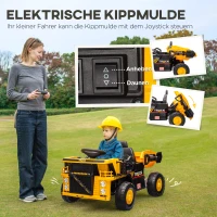 AIYAPLAY Elektrische Kiepwagen, 3-6 km/u, Speelgoedauto, Kantelbare Laadbak, Licht & Muziek, voor 3-5 Jaar(m-4)