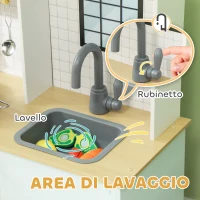 AIYAPLAY Cucina Giocattolo per Bambini con Fornelli e Armadietti, in Acciaio, Legno e PP, 72x33x85.2 cm, Blu e Bianco(m-7)
