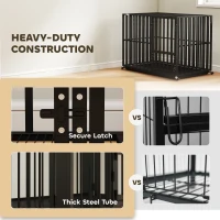 PawHut Heavy Duty Dog Crate, Dog Cage with Wheels for Medium Large Breeds, Metal Pet Kennel with Removable Tray(m-4)