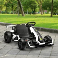 HOMCOM 24V Electric Go Kart for Kids with Adjustable Seat for 6-12 Years, White(m-13)