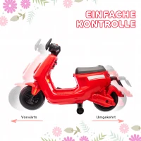 AIYAPLAY 6V Elektrische Kindermotor met Koplamp en Muziek, Voor- en Achteruit, Trainingswielen, 18-36 Maanden, Rood(m-5)