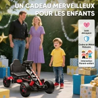 AIYAPLAY Kart à pédales pour enfants, karting enfant 3 à 6 ans avec roue libre, frein, roues EVA antidérapantes, rouge(m-8)