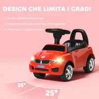 HOMCOM Macchinina per Bambini Cavalcabile con Volante, Fari e Musiche, Età 18-36 Mesi, Rosso(m-7)