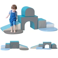 HOMCOM 7PCS Module motricité bébé parcours motricité bébé en mousse EPE pour enfants d'âge préscolaire, multicolore(m-11)