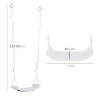 Outsunny Altalena per Bambini 9-36 Mesi in PP e PE con Corda Regolabile e Luci LED, 39x16.5x120-180 cm, Bianco(m-3)