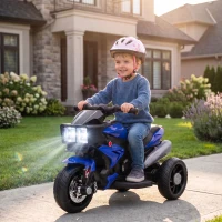 AIYAPLAY Kids Electric Motorcycle Ride-On Toy, 3-Wheel Battery-Operated Motorbike with Horn, Toddler Ride On Bike, Blue(m-14)