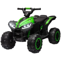 HOMCOM 12V Ride-On Quad Bike, with Music, Horn, LED Lights, for Ages 3-5 Years, Green(m-11)