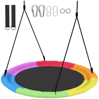 AIYAPLAY Nestschaukel Höhenverstellbar Hängeschaukel Ø 120 cm bis zu 300kg für 3-8 Jahre Kinder, 120 x 120 x 180 cm Mehrfarbig(m-11)