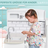 HOMCOM Speelkeuken met 14-delig Accessoireset, Elektrische Waterdispenser, 86 x 64 x 84,5 cm, Wit(m-7)