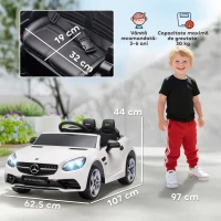 AIYAPLAY Mașină Electrică pentru Copii Licențiată Mercedes SLC 300 cu Telecomandă, din PP și Metal, 107x62.5x44 cm, Albă(m-3)