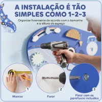 AIYAPLAY Quadro Sensorial Montessori Baleia Busy Board 13 em 1 para Crianças +2 Anos, Azul(m-7)