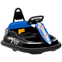 HOMCOM 6V Electric Kids Bumper Car, 6V Spin Waltz Car, with Music, Horn, Lights - Black(m-1)