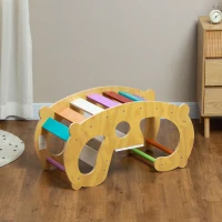 AIYAPLAY Gioco per Bambini 2 in 1 Arco Montessoriano e Sedia a Dondolo per Uso Interno, in Legno di Pino, 91x41x48 cm(m-10)