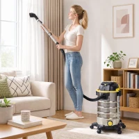 HOMCOM 1400W Vacuum Cleaner, 3-in-1 Wet and Dry Vacuum Cleaner with Blowing Mode and 30L Stainless Steel Tank, Yellow(m-9)