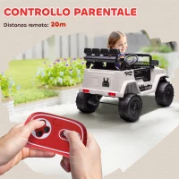 AIYAPLAY Fuoristrada per Bambini con Fanali, Clacson, Cintura e Telecomando, in PP e Metallo, 99x66x68.5 cm, Bianco(m-4)