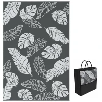 Outsunny Waterdicht Buitentapijt met Bladerpatroon - 182x274cm - Grijs/Wit(m-15)