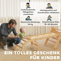 AIYAPLAY 5-in-1 klimrek: boogladder, driehoeksladder, helling, klimwand en glijbaan — voor kinderen 1,5-4 jaar, opvouwbaar, hout(m-8)