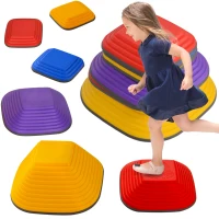 AIYAPLAY Balansstapstenen voor Kinderen, 6 Delig, Antislip, Obstakelstenen voor Motorische Ontwikkeling, Kunststof, Kleurrijk(m-11)
