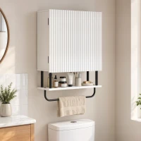 HOMCOM Bathroom Wall Cabinet Modern Space Saver Wall Mounted Cabinet Doors Storage White(m-2)