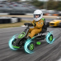 HOMCOM Kart à pédales pour enfant siège réglable 3 positions frein à main enfant de 5 à 12 ans vert noir(m-2)