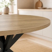 HOMCOM Uitschuifbare eettafel voor 4-6 personen, keukentafel in industriële look met X-vormig onderstel, bruine houtlook(m-10)