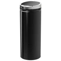 HOMCOM Afvalemmer met Bewegingssensor, roestvrij staal, 30,5 cm x 30,5 cm x 81,5 cm, Zwart(m-11)