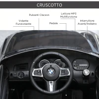 HOMCOM Macchina Elettrica per Bambini BMW 6GT 6V, Macchina Telecomandata con Musica e Fari LED, MP3, Clacson, 106 x 64 x 51 cm, Nero(m-5)