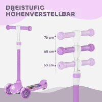 AIYAPLAY Kinderroller, LED-Räder, sanfte Fahrt, anpassbare Höhe, Kunststoff, Stahl, Lila(m-4)
