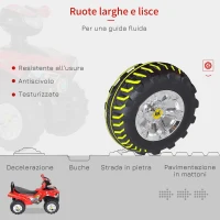 HOMCOM Quad Giocattolo per Bambini con Clacson, Musica e Luci, 60x38x42 cm, in PP Rosso(m-6)