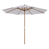 Outsunny Zonnescherm houten parasol tuinscherm balkonparasol 3 x 2,5 m wit marktparasol(m-10)