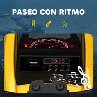 HOMCOM Quad Eléctrico para Niños 12V, Quad para Niños de 3–5 Años con 2 Motores, Velocidad 3–8 km/h, Música, Faros LED, MP3, USB, Tarjeta TF, Pedal, Avance y Retroceso, Amarillo(m-6)