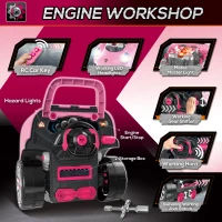 HOMCOM Kids Truck Engine Toy Set, with Horn, Light, Car Key, for Ages 3-5 Years - Pink(m-5)
