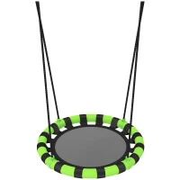 AIYAPLAY 60cm Diameter Kid Nest Swing Seat with Height Adjustable Ropes, for Outdoor, Indoor, Black/Green(m-1)