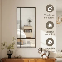 HOMCOM Wandspiegel met metalen frame en zwarte lijnen, meerlaags glas, 50B x 2D x 110H cm(m-4)