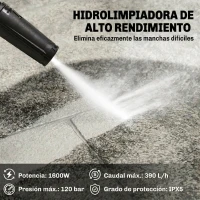Outsunny Hidrolimpiadora de Alta Presión 1600W 120 Bar con Bomba Boquilla Ajustable y Parada Automática 29,5x22x60 cm Amarillo(m-4)